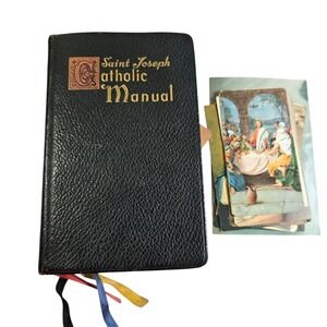 Vintage Saint Joseph Catholic Manual Prayer Book with Holy Cards & JFK Ephemera